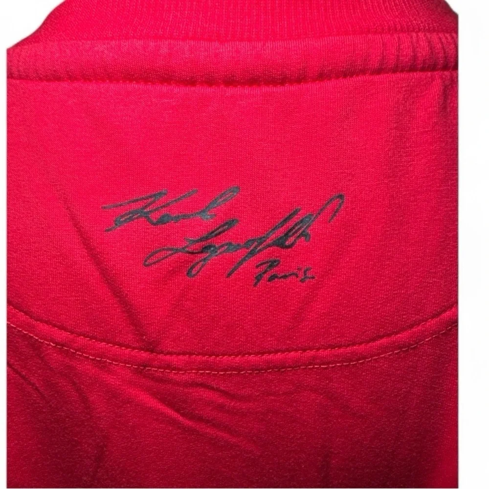 Karl Lagerfeld Paris Embellished Logo Red Sweatshirt Pullover Women’s Sz S - Picture 3 of 10